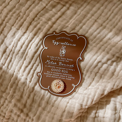 Acrylic Good Egg Certificate | Personalised | Multiple Colour/Pattern Options