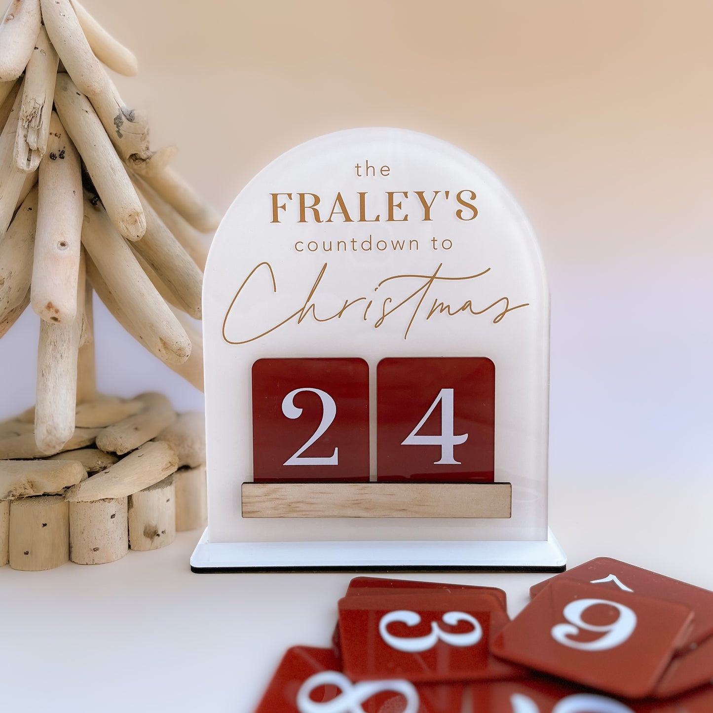 CHRISTMAS COUNTDOWN WITH INTERCHANGEABLE NUMBERS | Personalised | Multiple Colour & Pattern Options