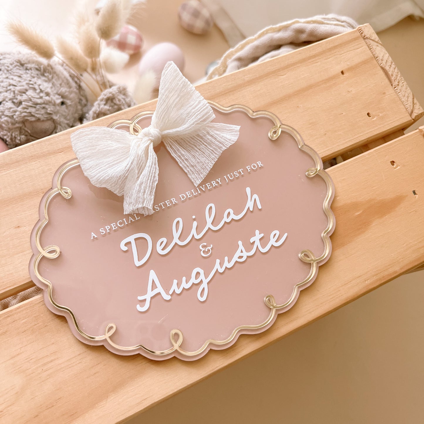 Whimsical Easter Crate or Box Plaque | Personalised | Multiple Customisation Options