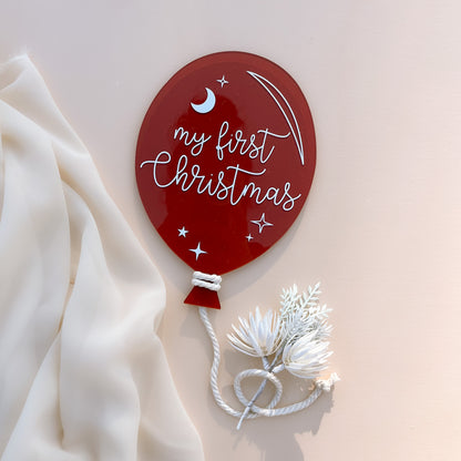 FIRST CHRISTMAS BALLOON | Personalised | Multiple Colour + Pattern Options