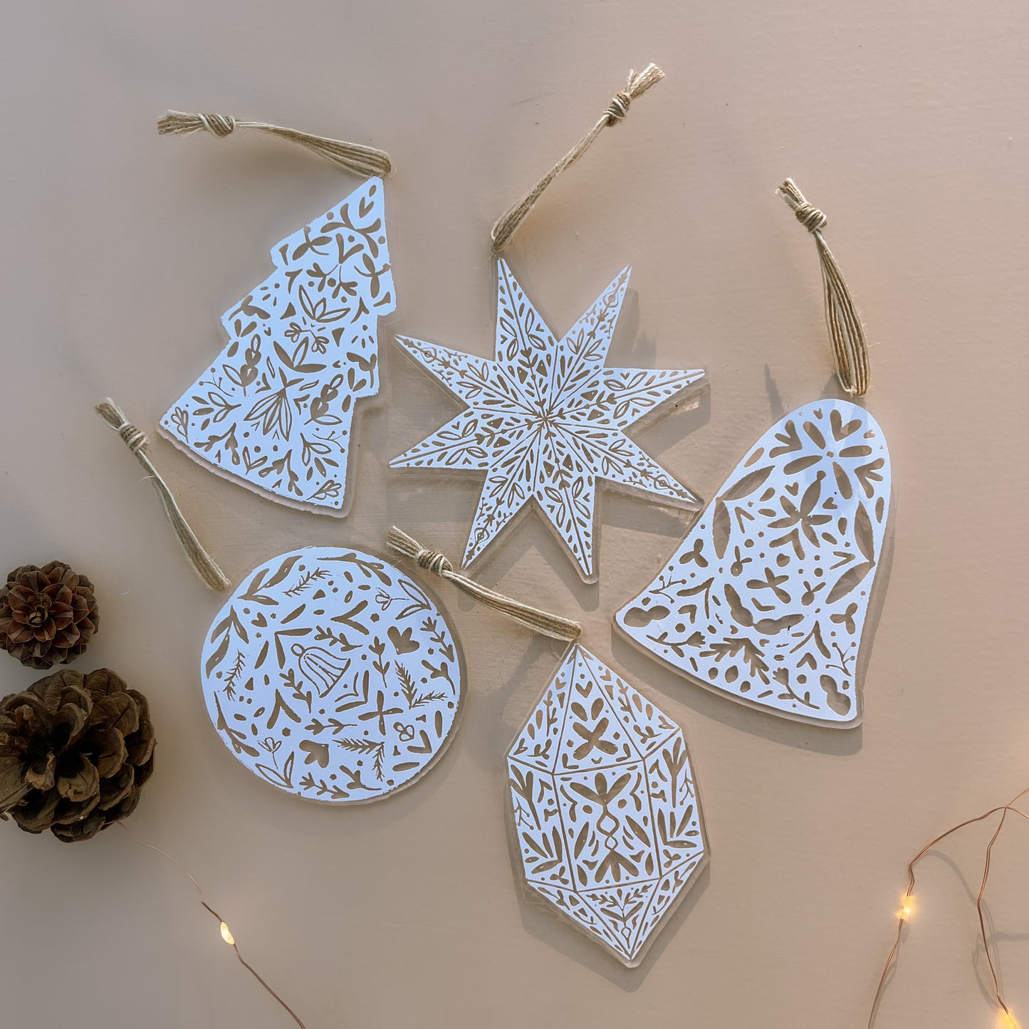 FOLK-STYLE TREE ORNAMENTS | Set Of 5