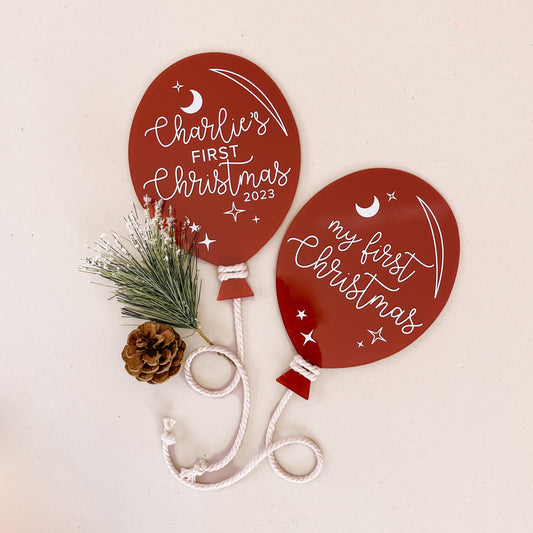 FIRST CHRISTMAS BALLOON | Personalised | Multiple Colour + Pattern Options