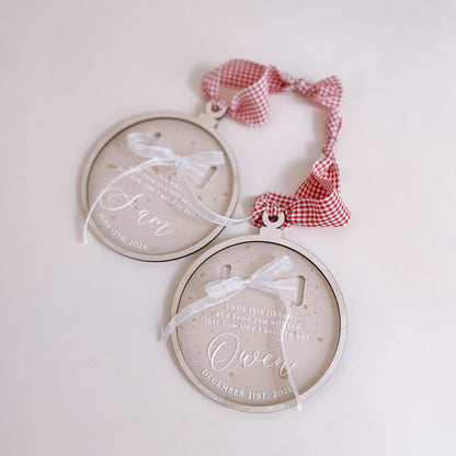 NEWBORN LENGTH KEEPSAKE CHRISTMAS ORNAMENT | Personalised | Multiple Colour + Pattern Options