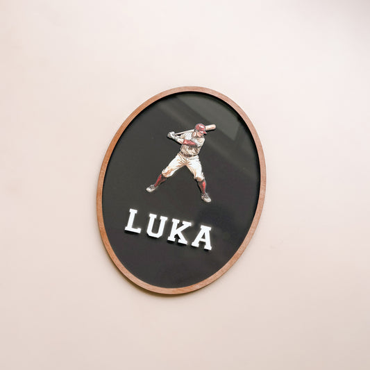 OVAL NAME PLAQUE | Vintage Sports Decor