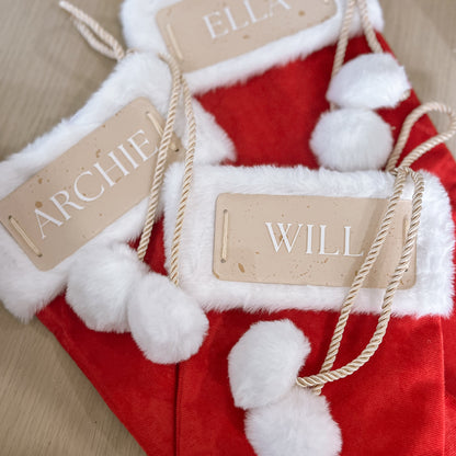 VELVET CHRISTMAS STOCKING | PERSONALISED | 3 Stocking + Multiple Name Colours