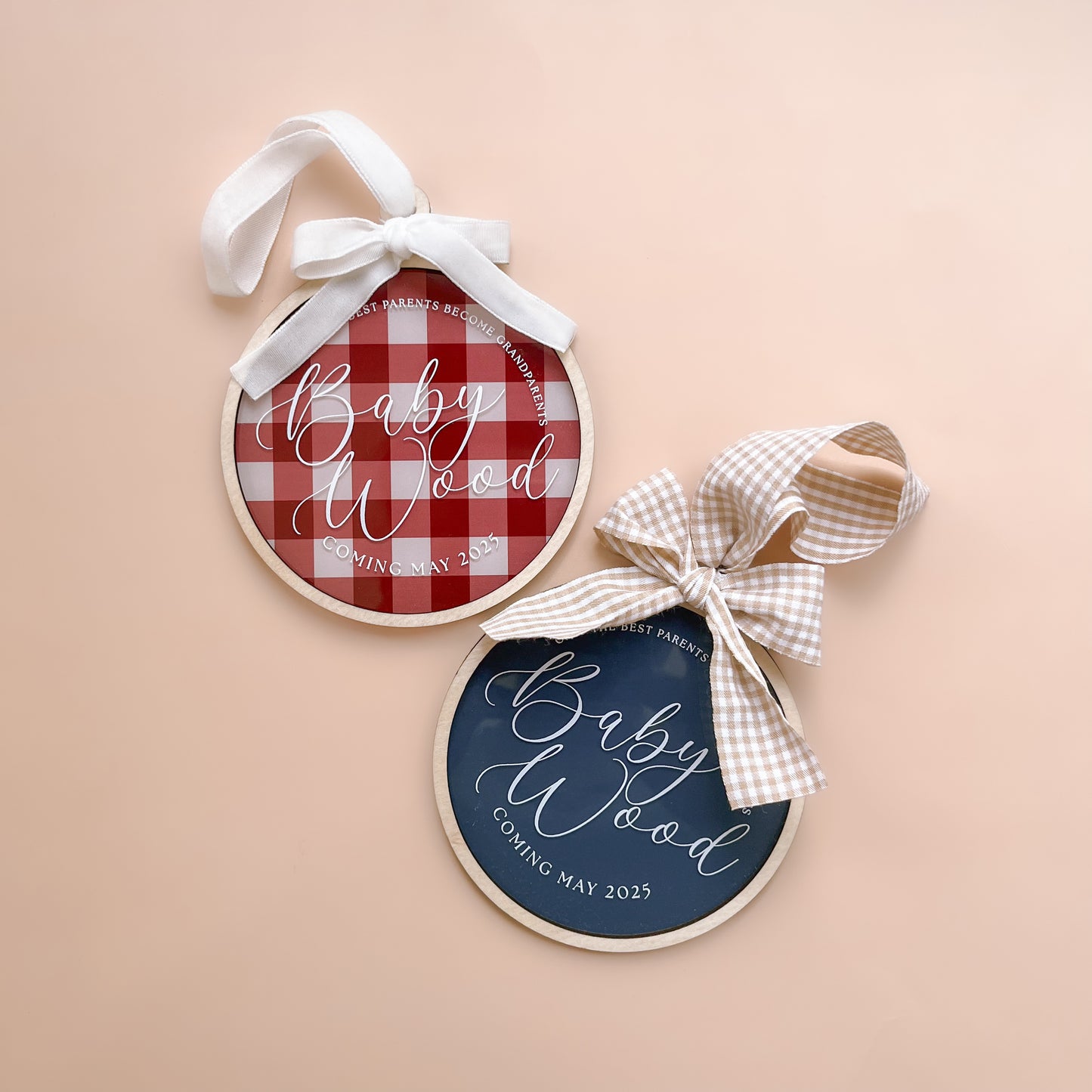 GRANDPARENTS BABY ANNOUNCEMENT ORNAMENT | Personalised | Multiple Colour + Pattern Options