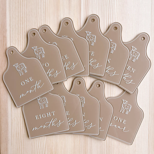 COW TAG Baby Milestone Set | Customisable Colour & Pattern Selection