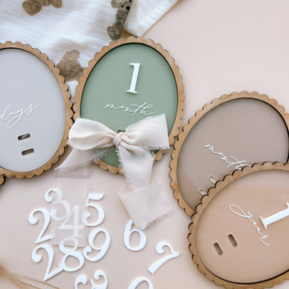 Vintage-Style Baby Milestone Set | SWAPPABLE NUMBERS | Multiple Colour & Pattern Combination Options