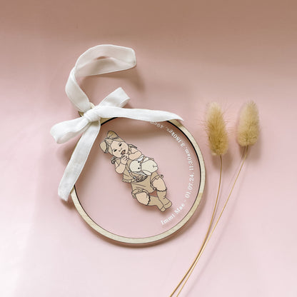 HAND DRAWN NEWBORN BABY + BIRTH DETAILS ORNAMENT | Personalised - Based on Your Photo