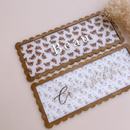 Vintage-Style Rectangle Wall Name Plaque | PERSONALISED | Multiple Colour, Pattern & Size Options