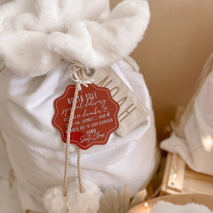 VELVET CHRISTMAS SANTA SACK With Personalised Tag Set | 3 Sack + Multiple Tag Colours