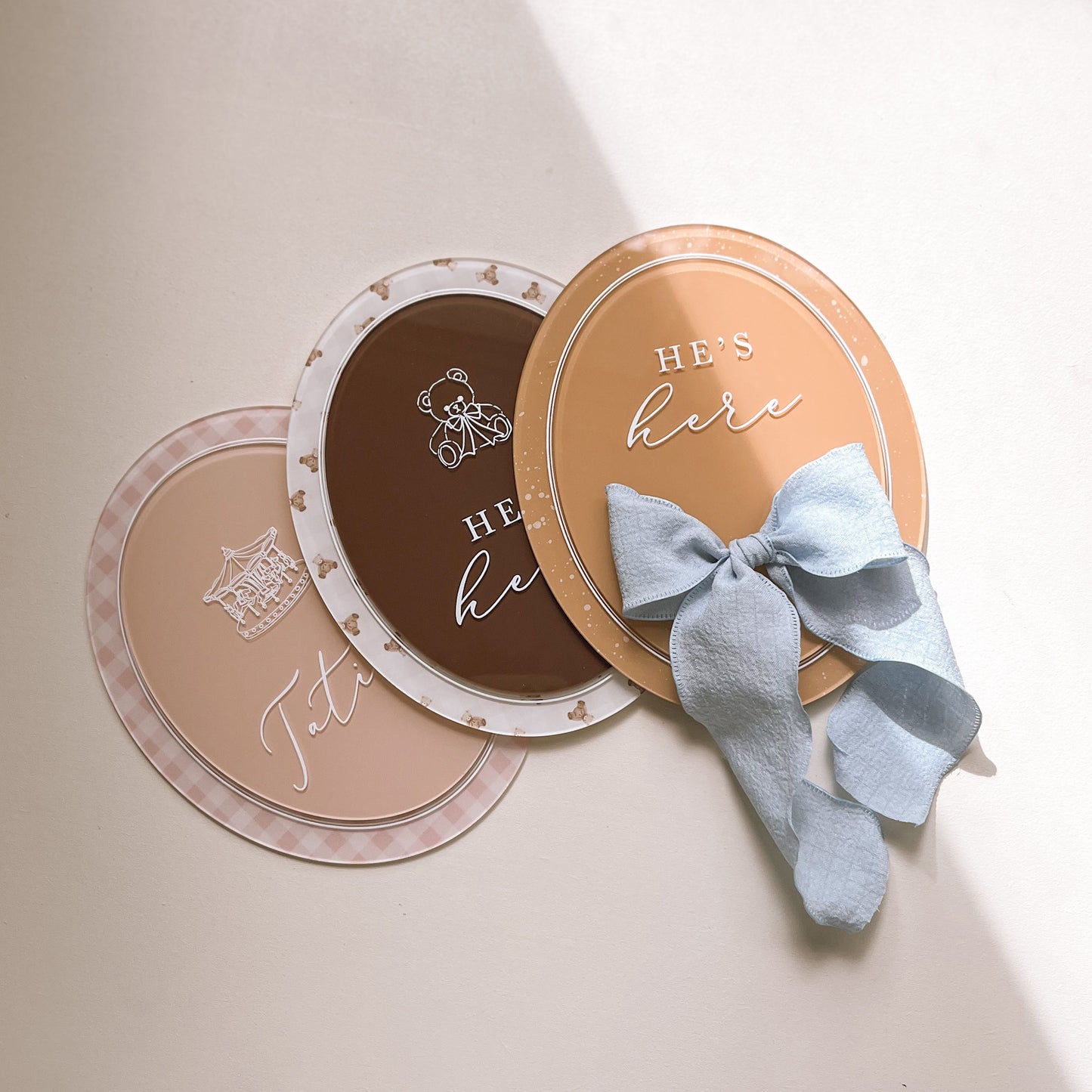 Double-Layered Oval Birth Announcement | Multiple Customisation Options