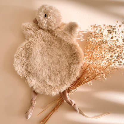 Neutral plush duck baby comforter with soft cuddle blanket for newborns and babies