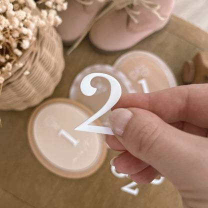 Double-Layered Oval Baby Milestone Set | Swappable Numbers | Multiple Customisation Options