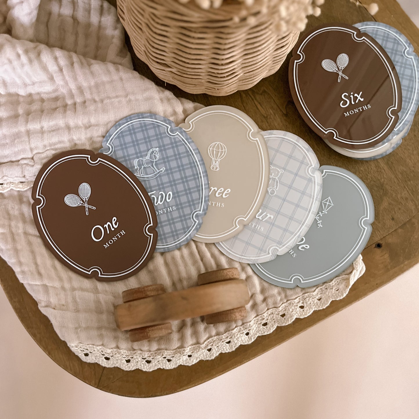 Vintage Image Baby Milestone Set | Multiple Customisation Options