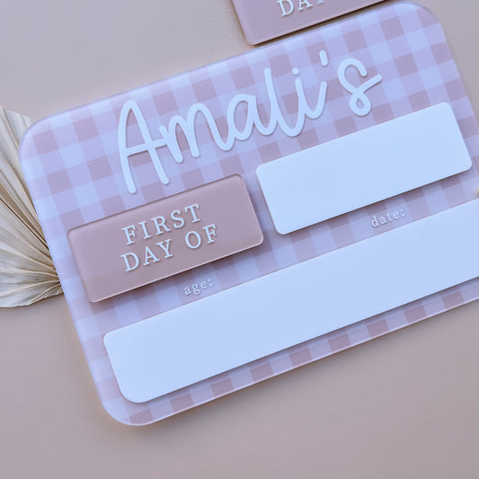 STYLE 2 - Medium School / Daycare FIRST & LAST DAY Milestone Board + FREE Whiteboard Marker | Multiple Colour + Pattern Options