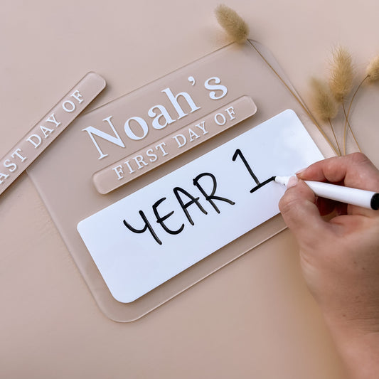 STYLE 2 - Small School / Daycare FIRST & LAST DAY Milestone Board + FREE Whiteboard Marker | Multiple Colour + Pattern Options