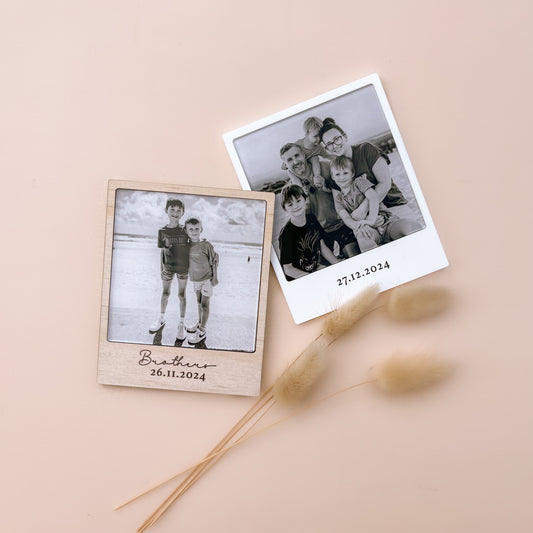 POLAROID PHOTO FRIDGE MAGNET | Personalised Text | Multiple Border Options