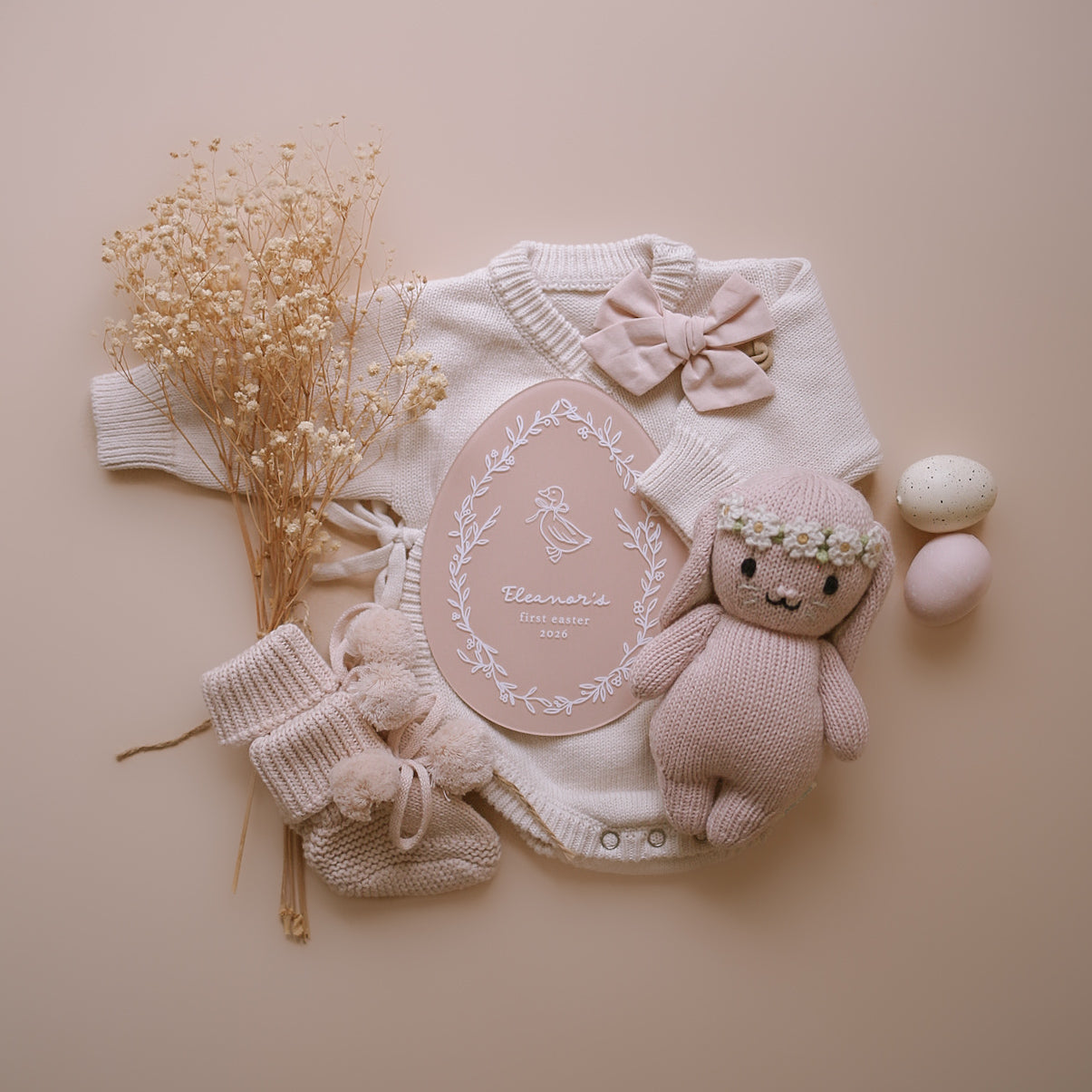 Baby's First Easter Plaque - Whimsy Leaves | Personalised | Multiple Pattern & Colour Options