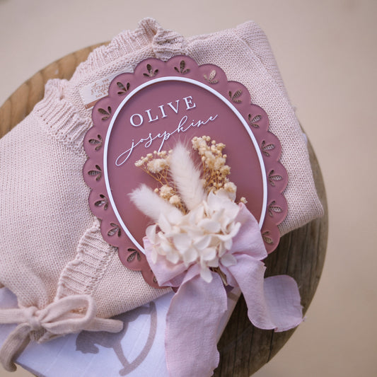 Storywoven Dried Floral Lace Name Plaque | Multiple Customisation Options