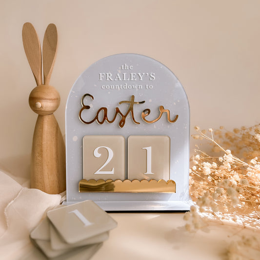 Easter Countdown Plaque with Interchangeable Numbers | Personalised | Multiple Colour & Pattern Options