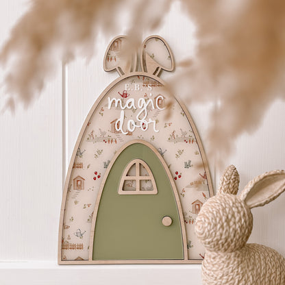 Easter Bunny's Magic Door Plaque | Multiple Colour & Pattern Options