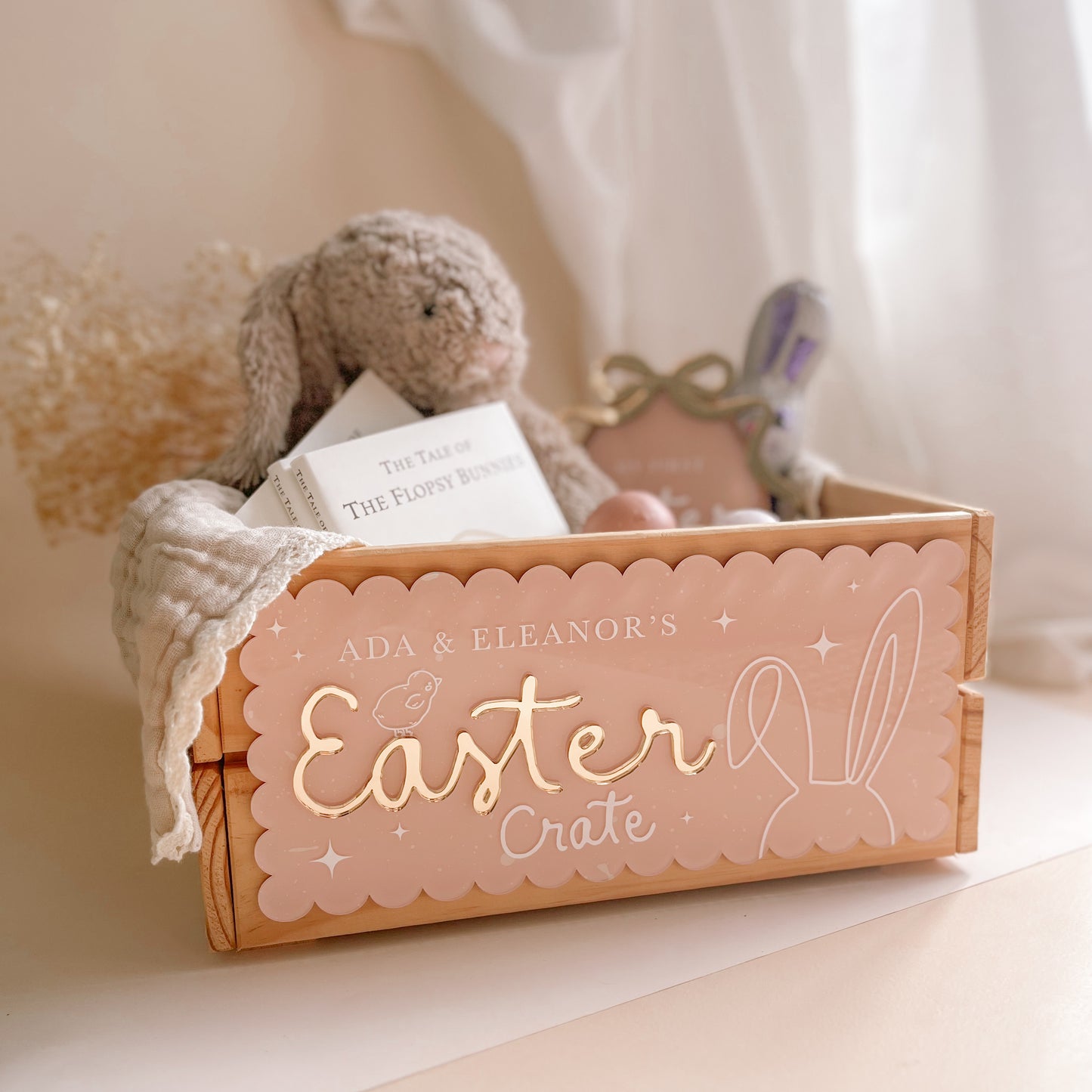 Personalised Easter Crate Front Plaque | Attach To Crate - Purchase Separately | Multiple Colour & Pattern Options