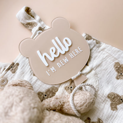 BEAR Balloon Baby Birth Announcement Plaque | Multiple Colour + Pattern Options