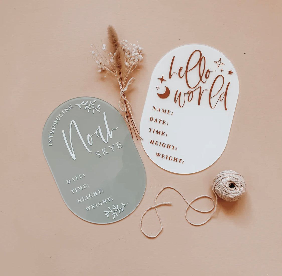 DETAILS BIRTH ANNOUNCEMENT | OVAL | Multiple Colour Choices + Personalisation Available