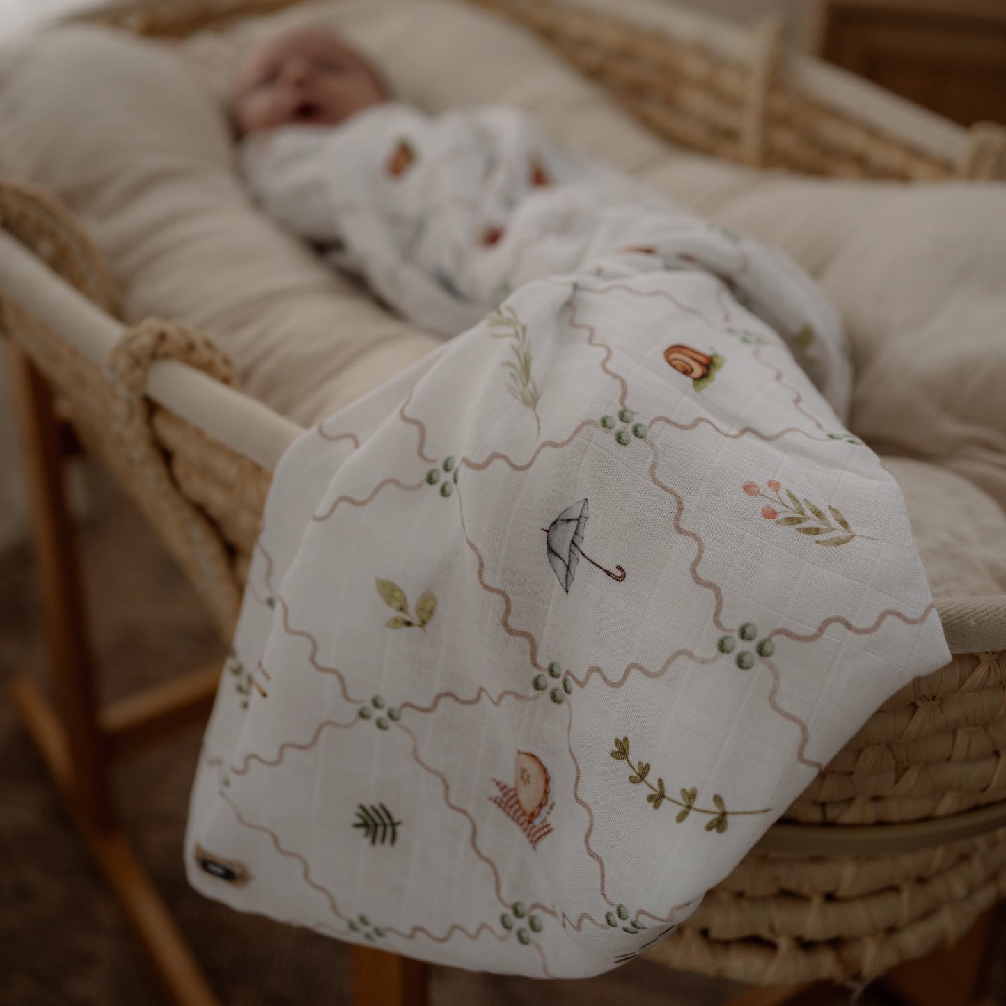 Cottage Picnic Swaddle | Organic Cotton Muslin Wrap