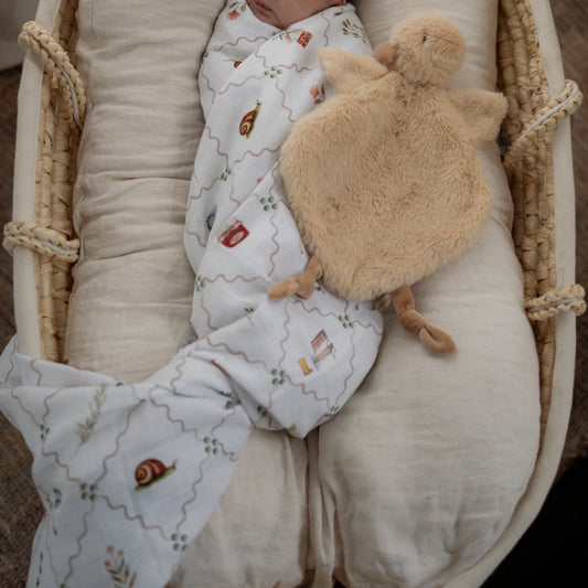 Cottage Picnic Swaddle | Organic Cotton Muslin Wrap