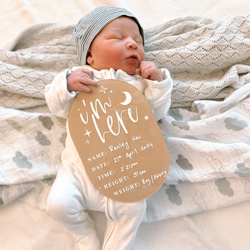 DETAILS BIRTH ANNOUNCEMENT | OVAL | Multiple Colour Choices + Personalisation Available