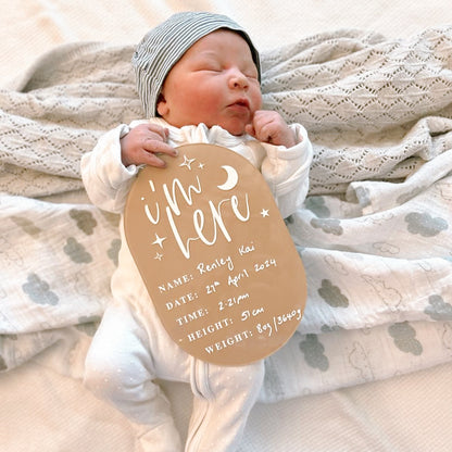 DETAILS BIRTH ANNOUNCEMENT | OVAL | Multiple Colour Choices + Personalisation Available
