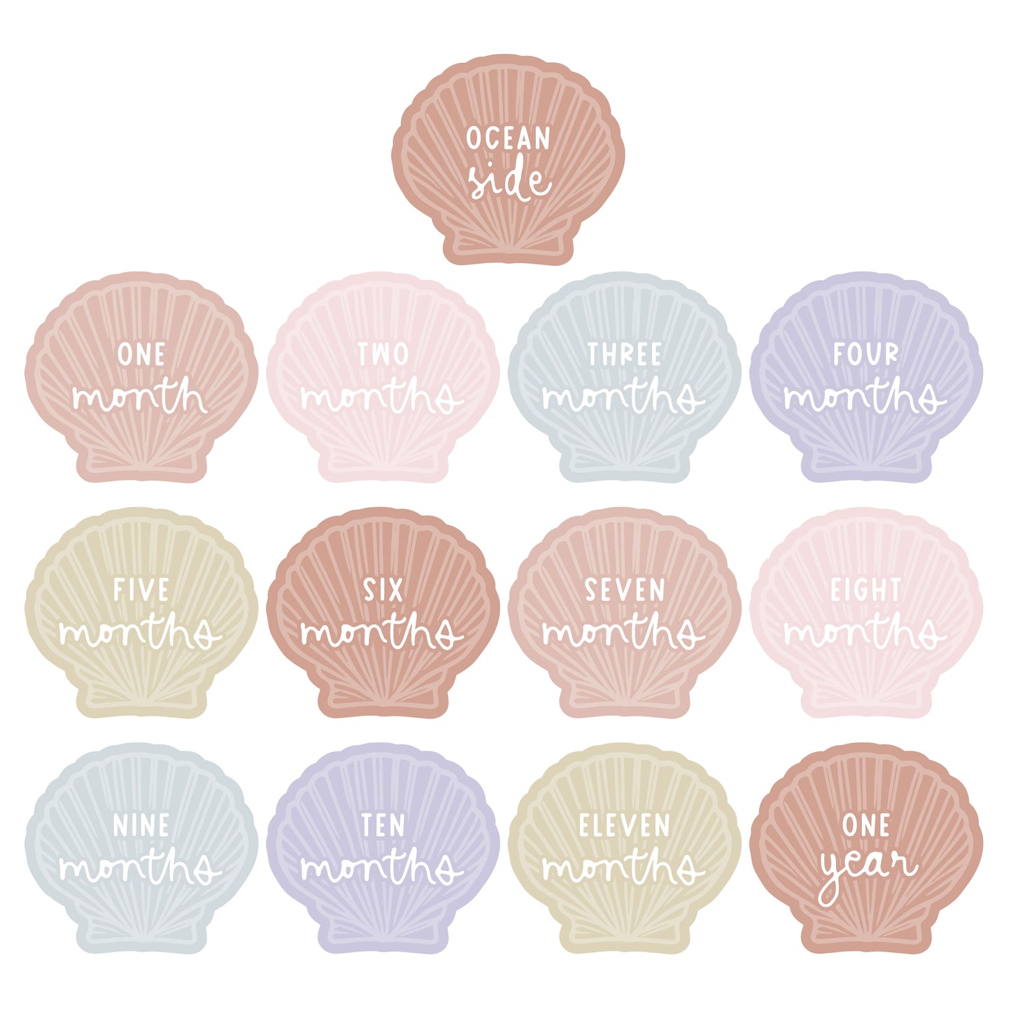 SEASHELL Baby Milestone Set | Customisable Colour & Pattern Selection