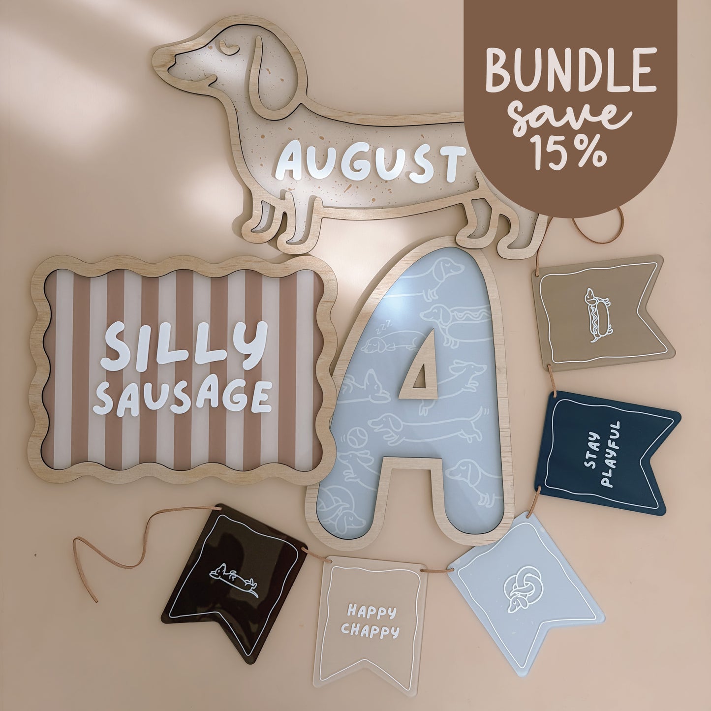 BUNDLE - Boys Silly Sausage Dachshund Decor Set | Personalised