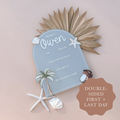 SCHOOL MILESTONE BOARD - COASTAL | Double-Sided First & Last Day | Multiple Colour + Pattern Options