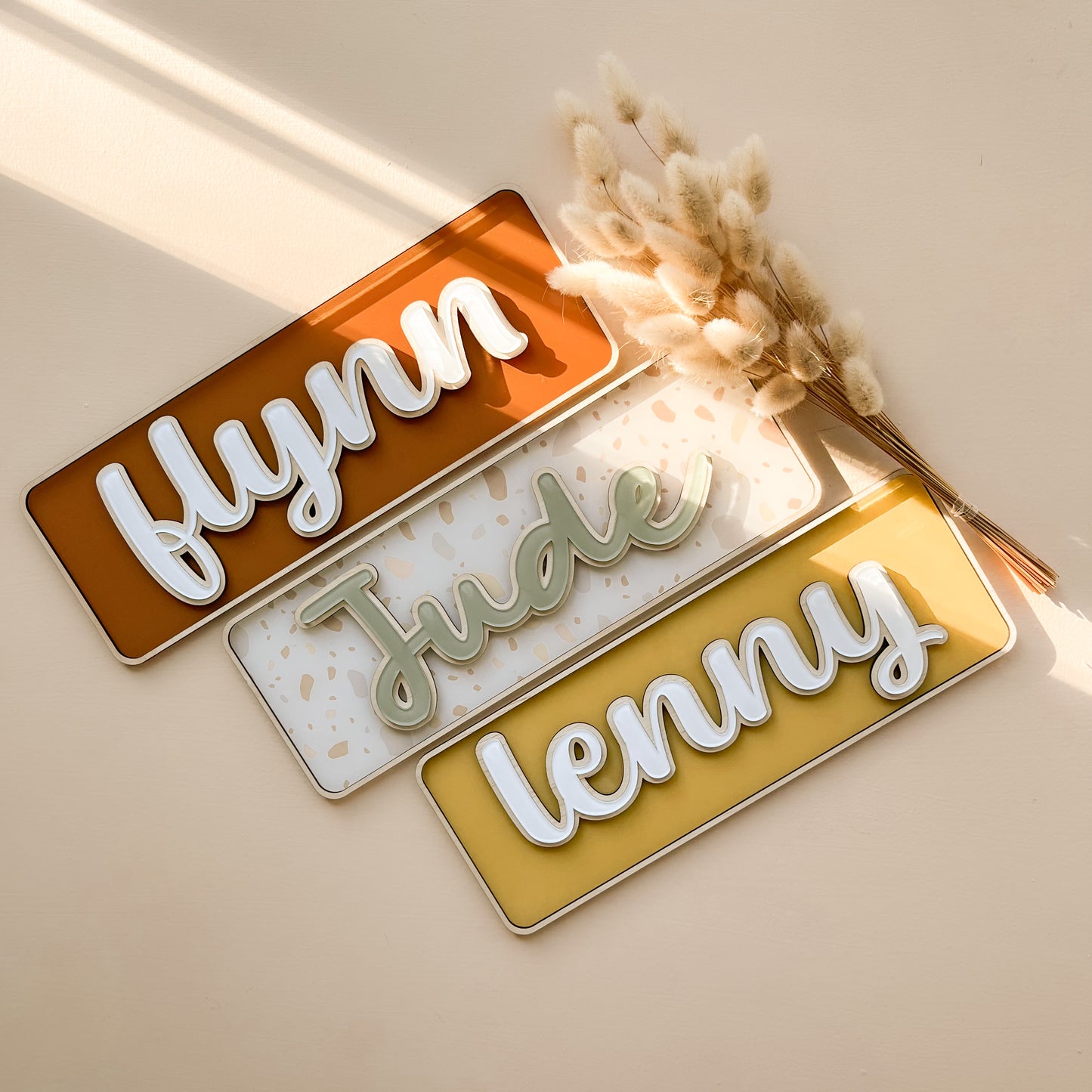 Layered Name Wall Plaque | 2 SIZES | Multiple Colour + Pattern Options