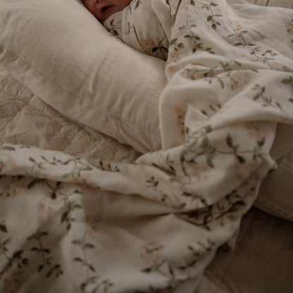 Fleur Blanche Swaddle | Organic Cotton Muslin Wrap
