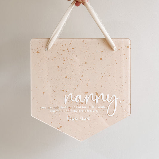 'Hold My/Our Hand/s' Handprint Hanging Banner Plaque | Multiple Colour & Pattern Choices