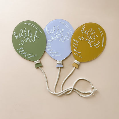 Balloon | BIRTH DETAILS | PERSONALISED | Multiple Colour + Pattern Options