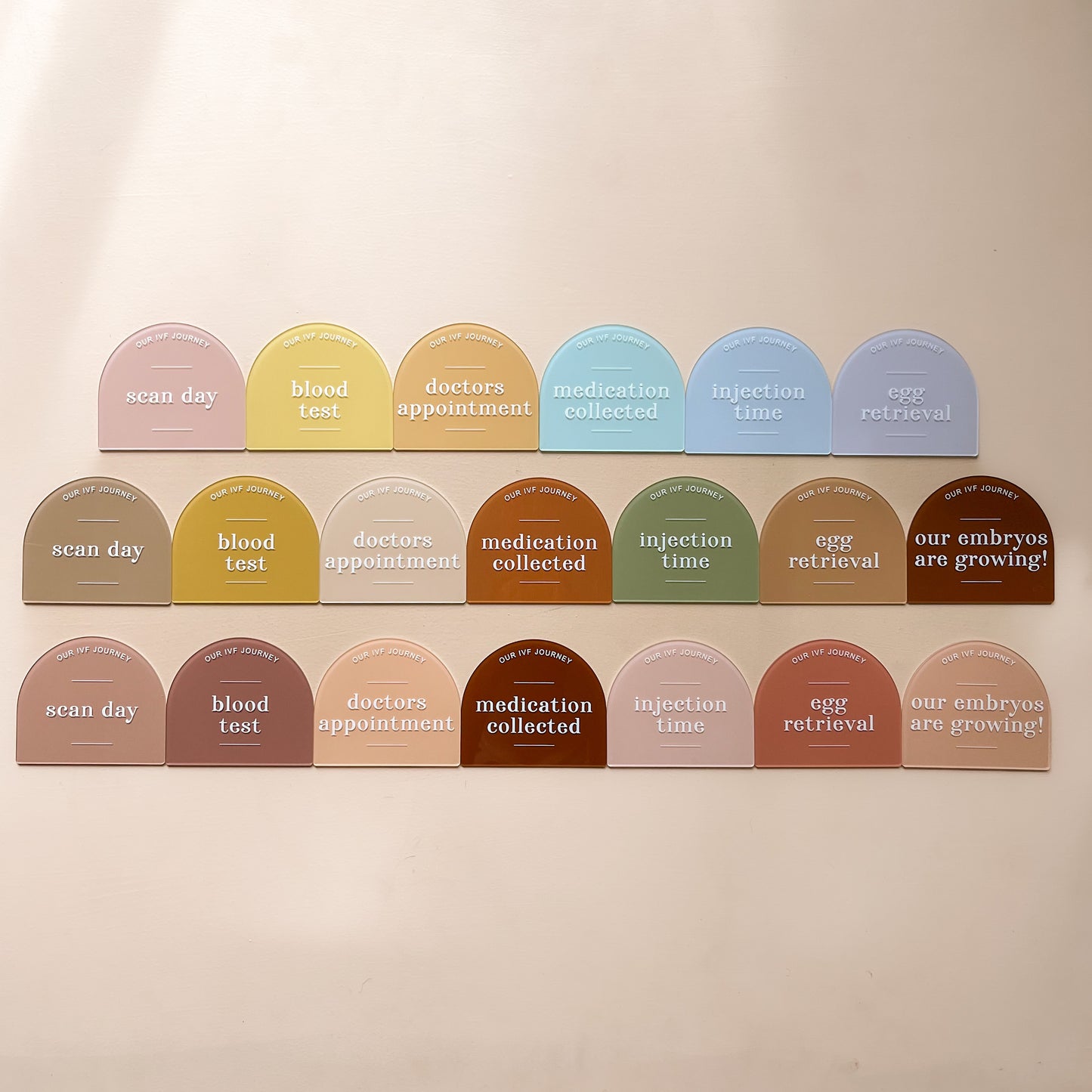 OUR IVF JOURNEY Acrylic Milestone Set | Multiple Colourway Choices