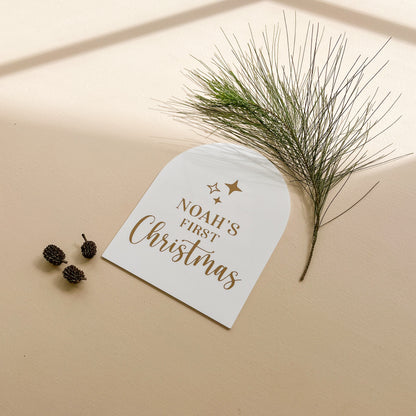FIRST CHRISTMAS PLAQUE | Personalised | Disc or Arch | Multiple Colour Options