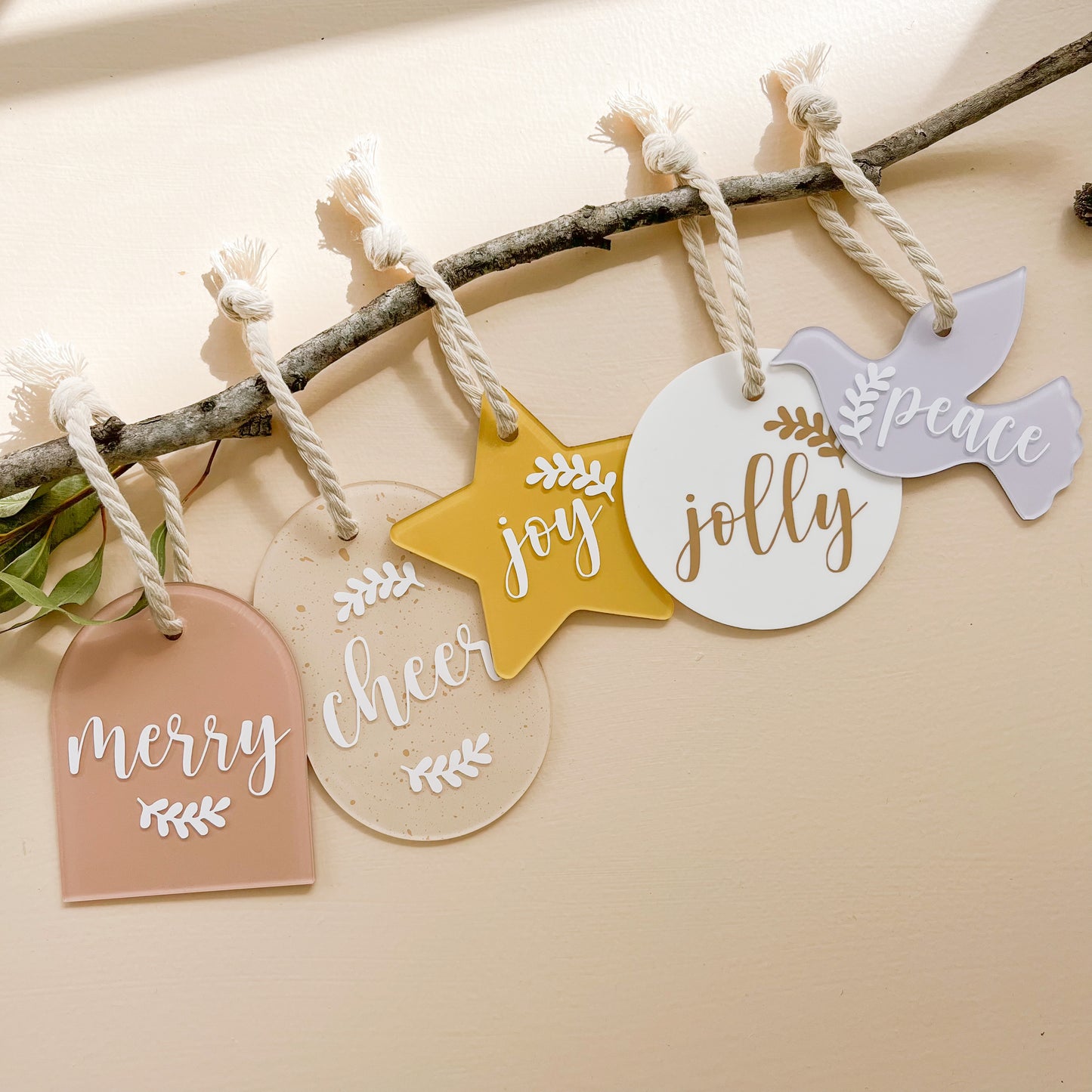 CHRISTMAS WORD ORNAMENTS | Set Of 5 | Multiple Colour Options