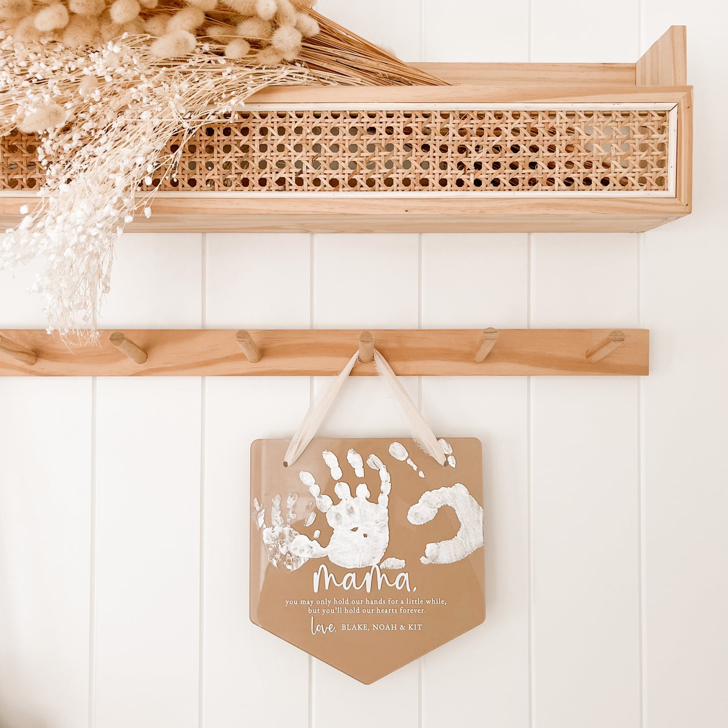 'Hold My/Our Hand/s' Handprint Hanging Banner Plaque | Multiple Colour & Pattern Choices