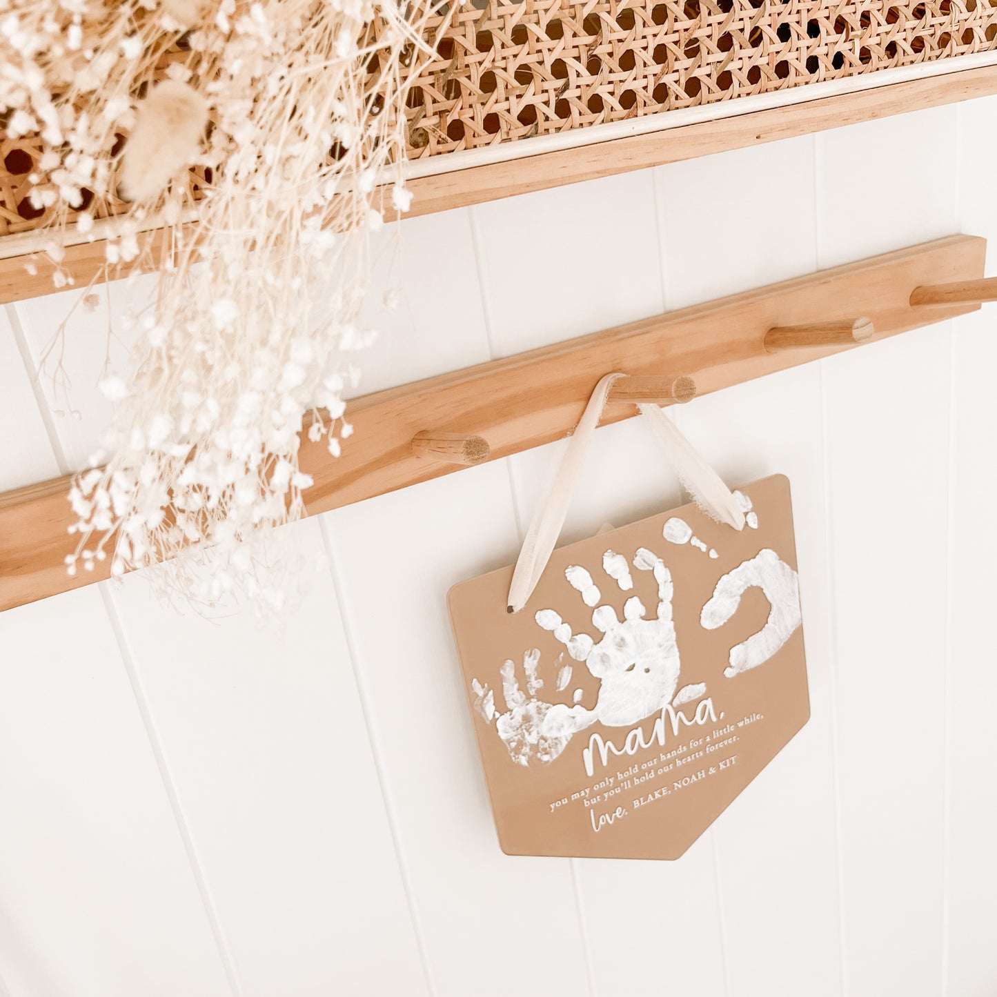 'Hold My/Our Hand/s' Handprint Hanging Banner Plaque | Multiple Colour & Pattern Choices