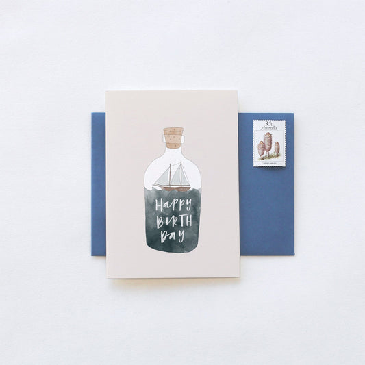 Happy Birthday ~ Ship in a Bottle | Greeting Card