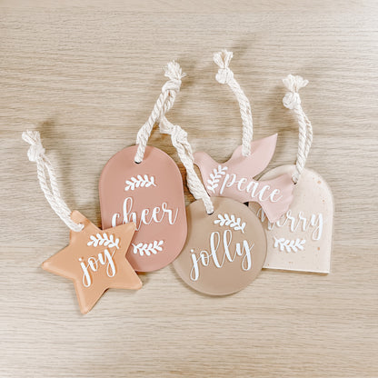 CHRISTMAS WORD ORNAMENTS | Set Of 5 | Multiple Colour Options